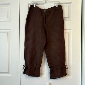 Brown linen cropped pants